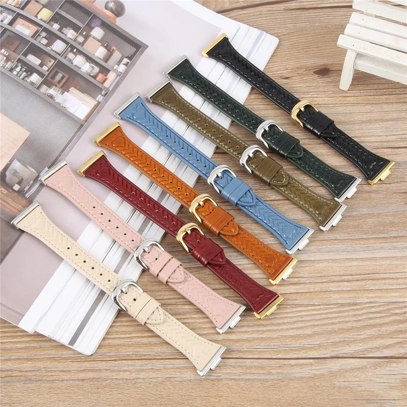 For Huawei Watch Fit Heart Pattern Embossed Watch Band Cowhide Leather Strap - Pink