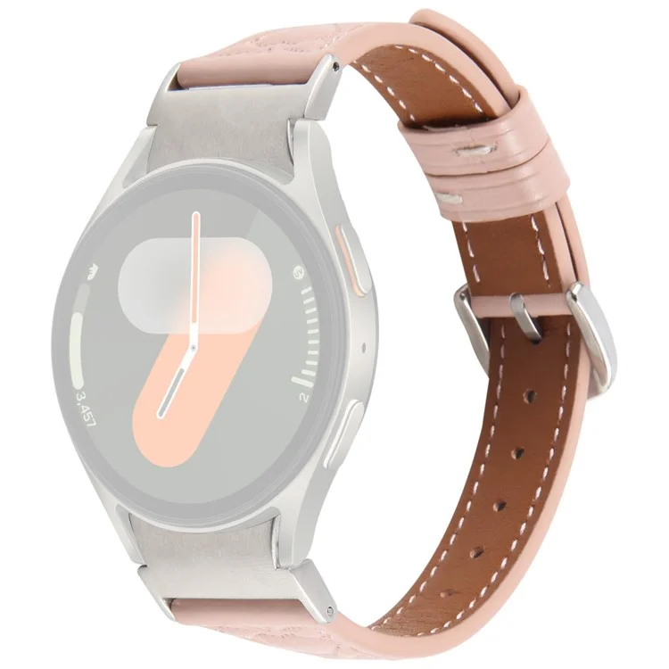 Pulseira de Relógio para Samsung Galaxy Watch7 / Watch6 / Watch5 / Watch4 / Watch FE Padrão de Coração Gravado Couro de Vaca - Rosa