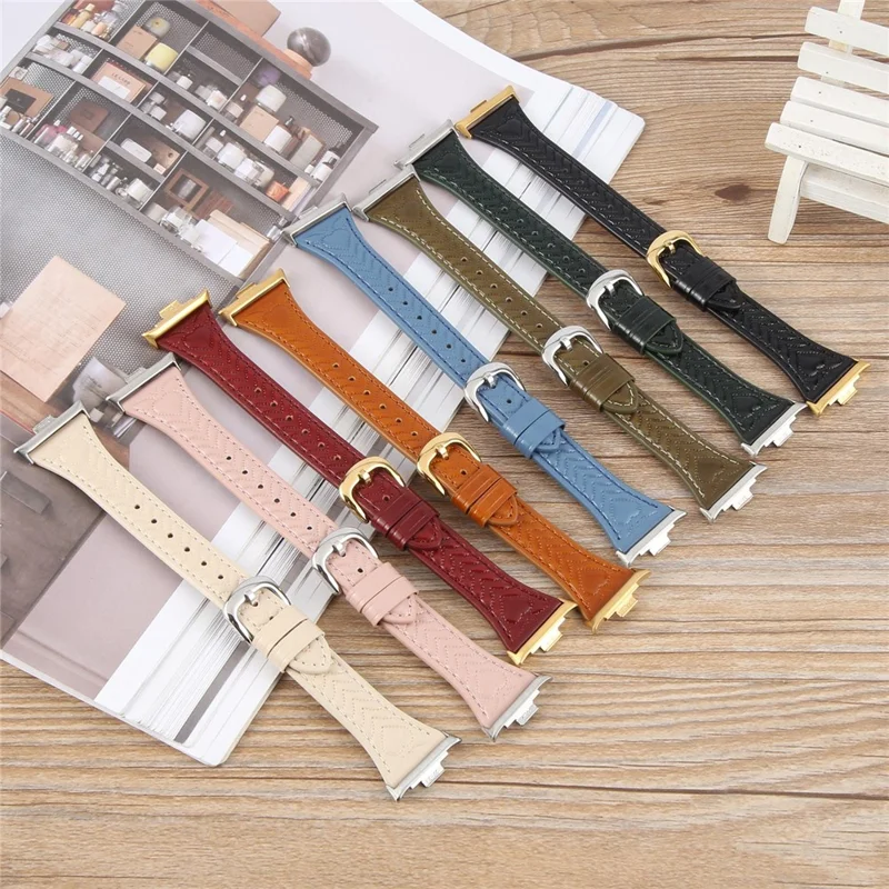 Correa de Reloj para Xiaomi Redmi Watch 5 / Watch 4 / Smart Band 9 Pro / 8 Pro con Patrón de Corazones en Cuero de Vacuno Grabado en Relieve - Verde Oscuro