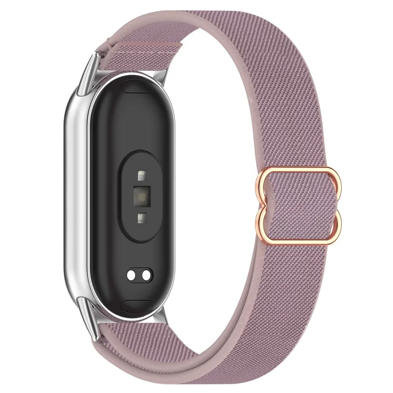 Armband für Xiaomi Mi Band 9 Keramik-Edition / Smart Band 9 NFC / 9 / 8 NFC / 8 Nylon-Elastikband mit Edelstahlverbinder - Hellviolett