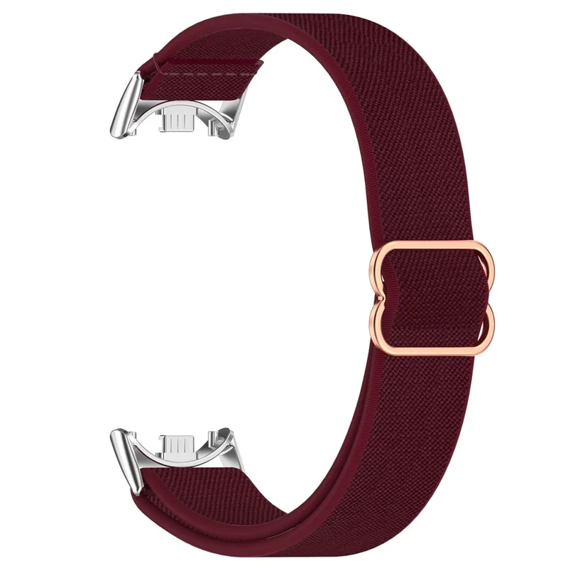 Watch Band for Xiaomi Mi Band 9 Ceramic Edition / Smart Band 9 NFC / 9 / 8 NFC / 8 Nylon Elastic Strap with Stainless Steel Connector - Wine Red