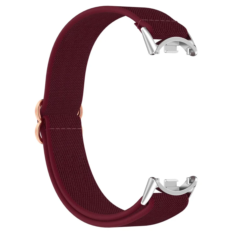Watch Band for Xiaomi Mi Band 9 Ceramic Edition / Smart Band 9 NFC / 9 / 8 NFC / 8 Nylon Elastic Strap with Stainless Steel Connector - Wine Red