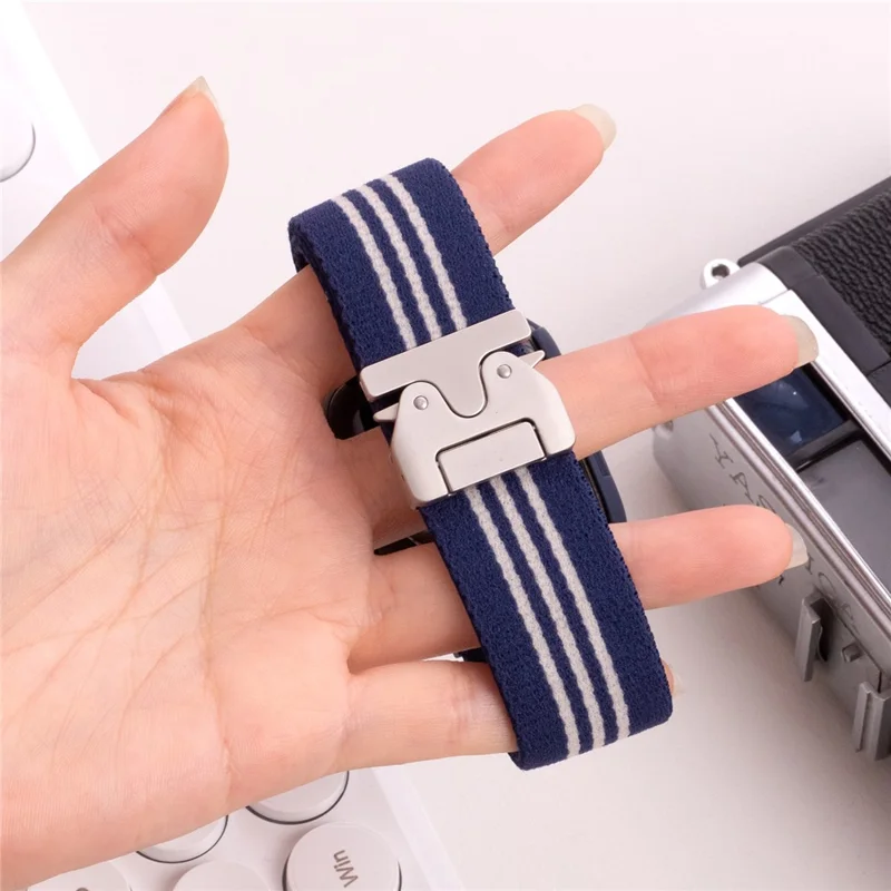 Watch Band for Apple Watch Series 10 Ultra 9 8 7 SE 6 5 4 3 2 1 46mm 49mm 45mm 44mm 42mm 3-Stripe Parachute Buckle Nylon Strap - Grey+White