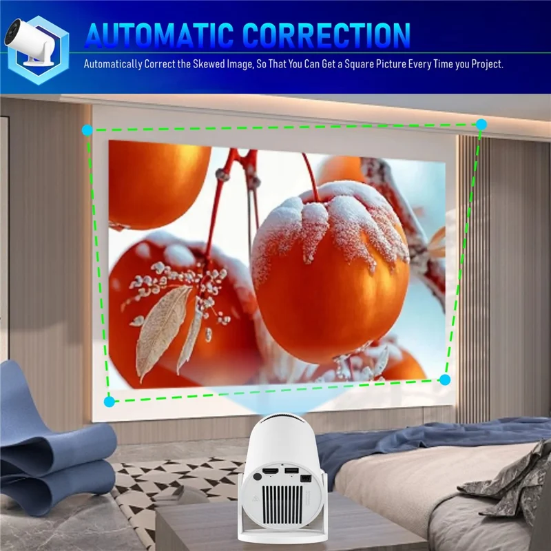 HY300 Pro+ Android 11.0 Mini Projector WiFi6 Bluetooth-Compatible 5.4 HD 720P 170 ANSI Lumens Home Theater Projector - EU Plug