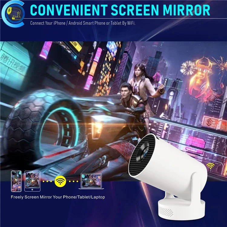 HY300Ultra Android 11.0 Portable Mini Projector WiFi6 Bluetooth-Compatible 5.4 170 ANSI Lumens Home Theater Projector - US Plug