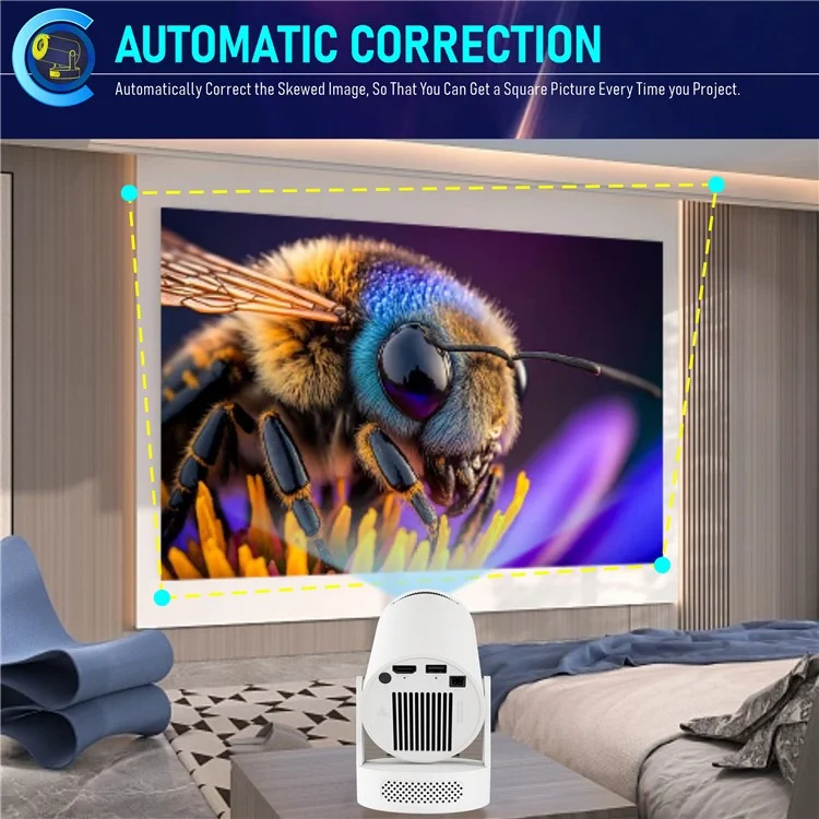 HY300Ultra Android 11.0 Portable Mini Projector WiFi6 Bluetooth-Compatible 5.4 170 ANSI Lumens Home Theater Projector - US Plug
