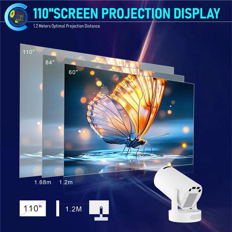 HY300Ultra Android 11.0 Portable Mini Projector WiFi6 Bluetooth-Compatible 5.4 170 ANSI Lumens Home Theater Projector - AU Plug
