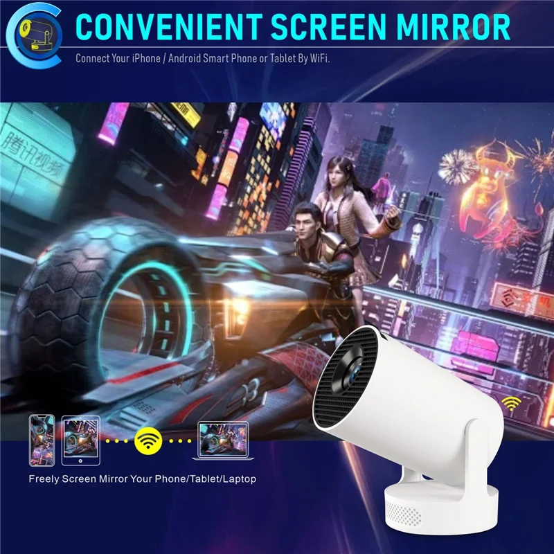 HY300Ultra Android 11.0 Portable Mini Projector WiFi6 Bluetooth-Compatible 5.4 170 ANSI Lumens Home Theater Projector - AU Plug