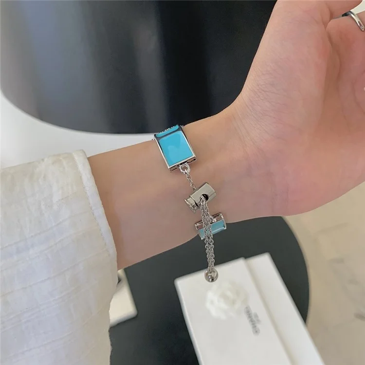 Armband für Apple Watch Series 10 9 8 7 SE 6 5 4 3 2 1 42mm 41mm 40mm 38mm Emaille Saturn Armband Metallarmband - Creme Blau