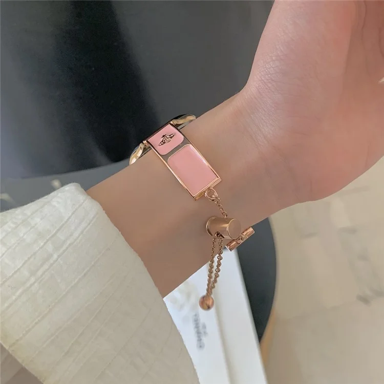 Watch Band For Apple Watch Series 10 9 8 7 SE 6 5 4 3 2 1 42mm 41mm 40mm 38mm Enamel Saturn Bracelet Metal Strap - Rose Gold + Pink