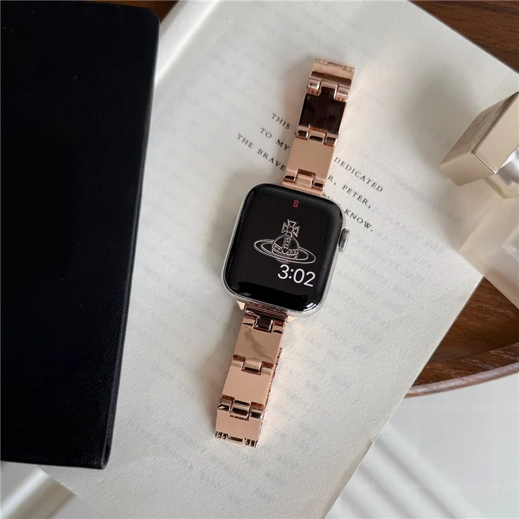 Watch Band For Apple Watch Series 10 9 8 7 SE (2023) SE (2022) SE 3 2 1 42mm 41mm 40mm 38mm Mirror Finish Zinc Alloy Strap - Rose Gold