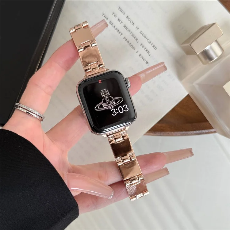 Watch Band For Apple Watch Series 10 9 8 7 SE (2023) SE (2022) SE 3 2 1 42mm 41mm 40mm 38mm Mirror Finish Zinc Alloy Strap - Rose Gold