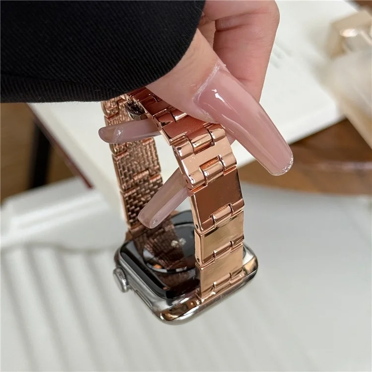 Watch Band For Apple Watch Series 10 9 8 7 SE (2023) SE (2022) SE 3 2 1 42mm 41mm 40mm 38mm Mirror Finish Zinc Alloy Strap - Rose Gold