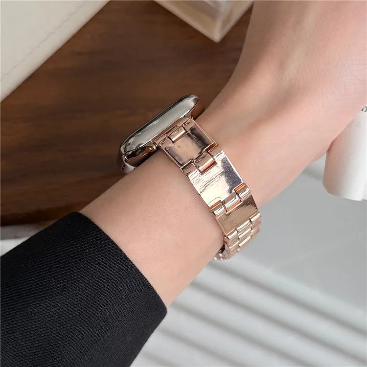 Watch Band For Apple Watch Series 10 9 8 7 SE (2023) SE (2022) SE 3 2 1 42mm 41mm 40mm 38mm Mirror Finish Zinc Alloy Strap - Rose Gold