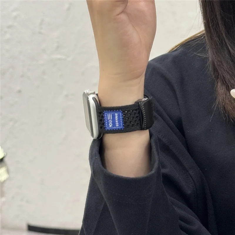 Watch Band For Apple Watch Series 10 Ultra 9 8 7 SE (2023) SE (2022) SE 3 2 1 46mm 49mm 45mm 44mm 42mm Nylon Sport Breathable Strap - Black