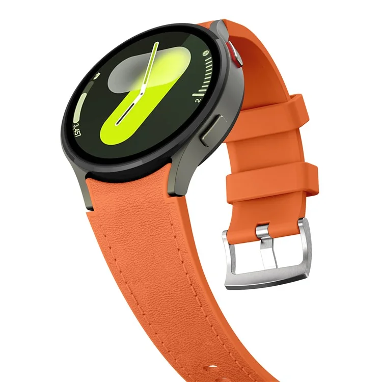 Armband für Samsung Galaxy Watch7 / Watch6 / Watch 5 / Watch4 Silikon + Leder Verstellbares Uhrenarmband - Orange