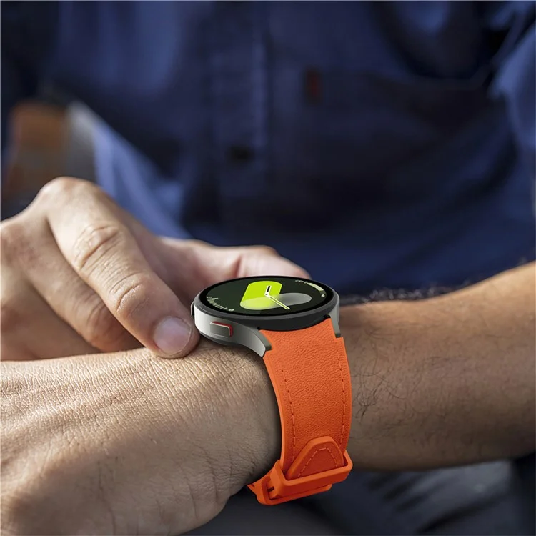 Armband für Samsung Galaxy Watch7 / Watch6 / Watch 5 / Watch4 Silikon + Leder Verstellbares Uhrenarmband - Orange