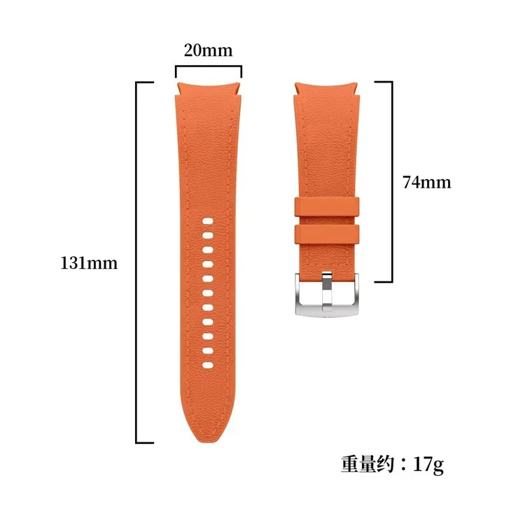 Armband für Samsung Galaxy Watch7 / Watch6 / Watch 5 / Watch4 Silikon + Leder Verstellbares Uhrenarmband - Orange