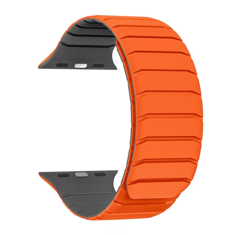 Watch Band For Apple Watch Series 10 Ultra 9 8 7 SE (2023) SE (2022) SE 6 5 4 3 2 1 46mm 49mm 45mm 44mm 42mm Silicone Magnetic Strap - Orange / Grey