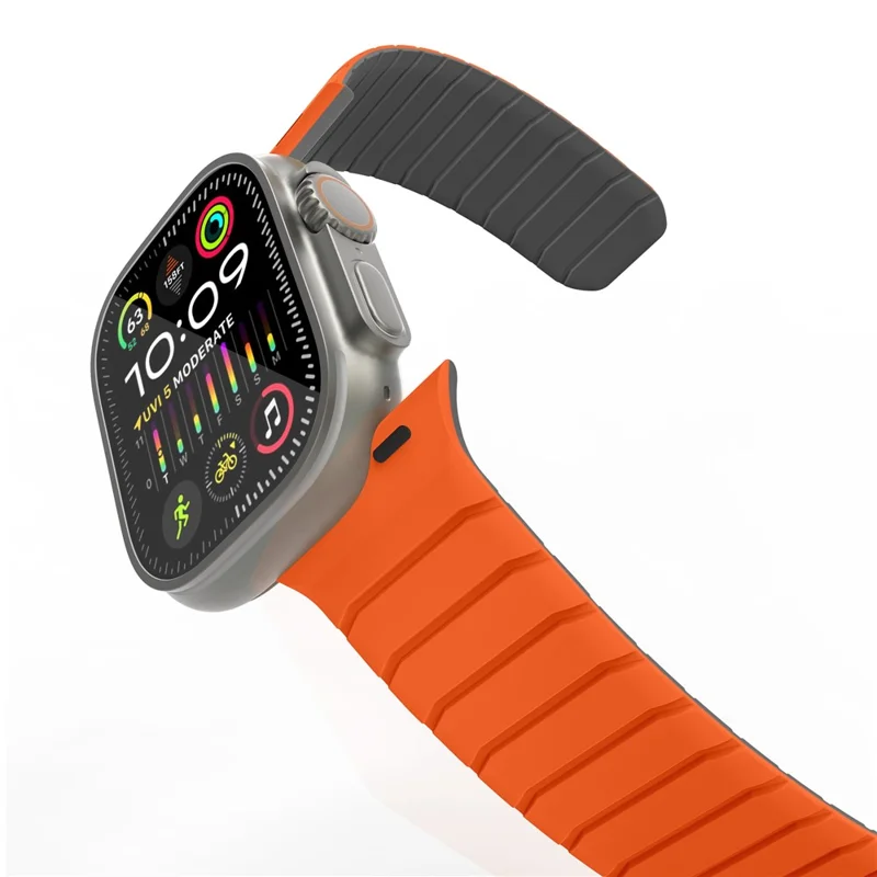 Watch Band For Apple Watch Series 10 Ultra 9 8 7 SE (2023) SE (2022) SE 6 5 4 3 2 1 46mm 49mm 45mm 44mm 42mm Silicone Magnetic Strap - Orange / Grey