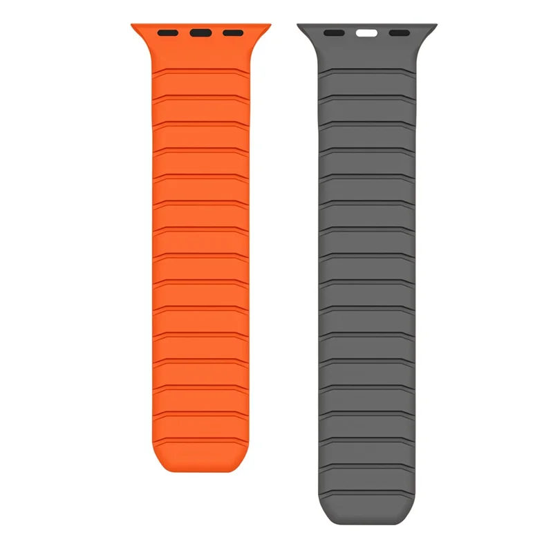 Watch Band For Apple Watch Series 10 Ultra 9 8 7 SE (2023) SE (2022) SE 6 5 4 3 2 1 46mm 49mm 45mm 44mm 42mm Silicone Magnetic Strap - Orange / Grey