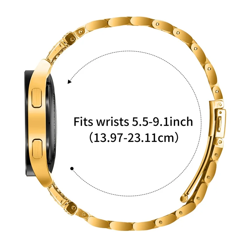 For Verizon GizmoWatch 2 Watch Strap Rhinestones Decor 3-Bead Stainless Steel Band - Gold