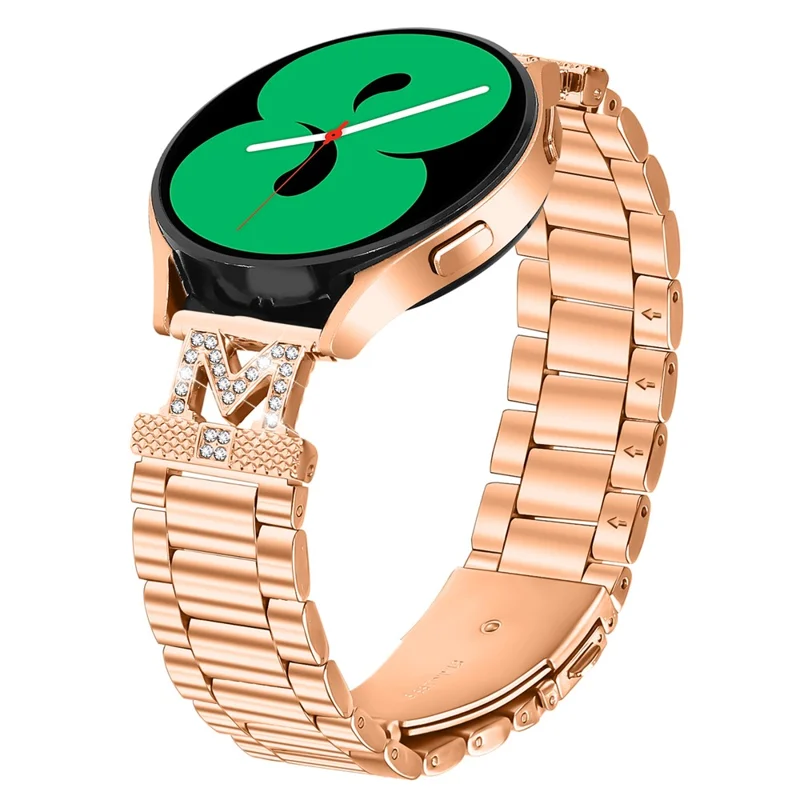 For Verizon GizmoWatch Disney Edition Strap Rhinestones Decor 3-Bead Stainless Steel Watch Band - Rose Gold