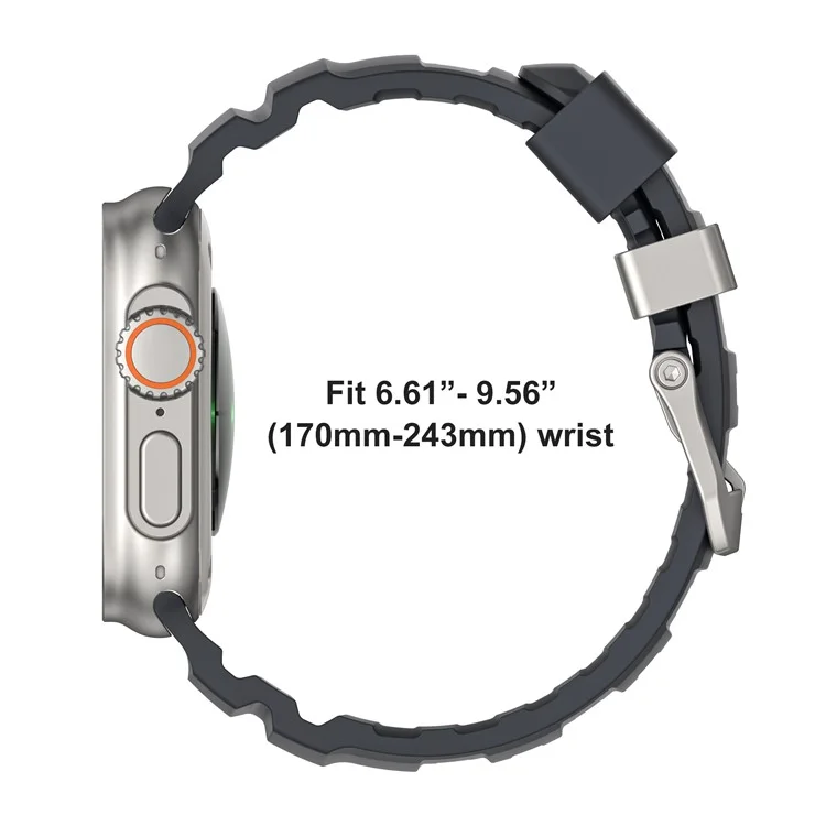 Fluorubber Band For Apple Watch Series 10 Ultra 9 8 7 SE 6 5 4 3 2 1 46mm 49mm 45mm 44mm 42mm Watch Straps - Green  /   Silver Buckle