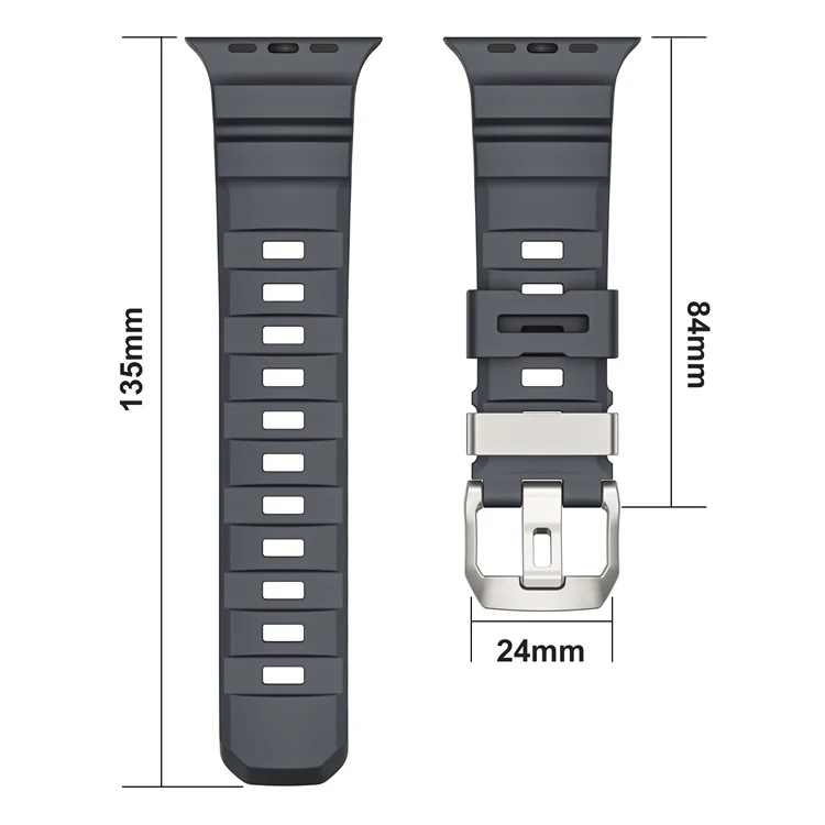 Fluorubber Band For Apple Watch Series 10 Ultra 9 8 7 SE 6 5 4 3 2 1 46mm 49mm 45mm 44mm 42mm Watch Straps - Green  /   Silver Buckle