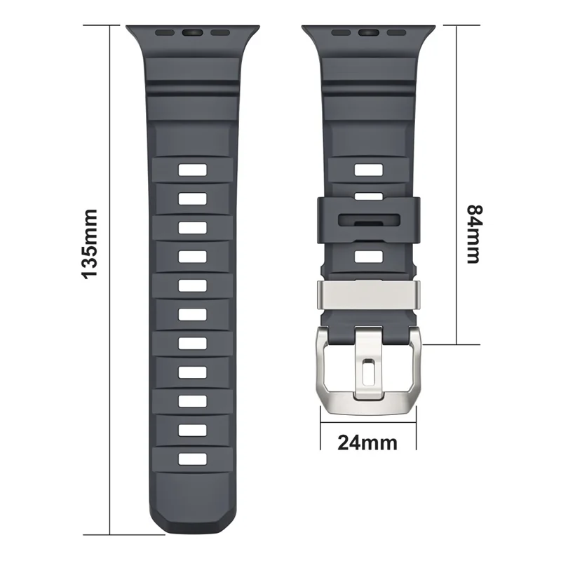 Fluorubber Band For Apple Watch Ultra 3 2 1 49mm / Series 11 10 46mm / 9 8 7 45mm / SE3 SE2 SE 6 5 4 44mm / 3 2 1 42mm Watch Straps - Orange  /  Black Buckle