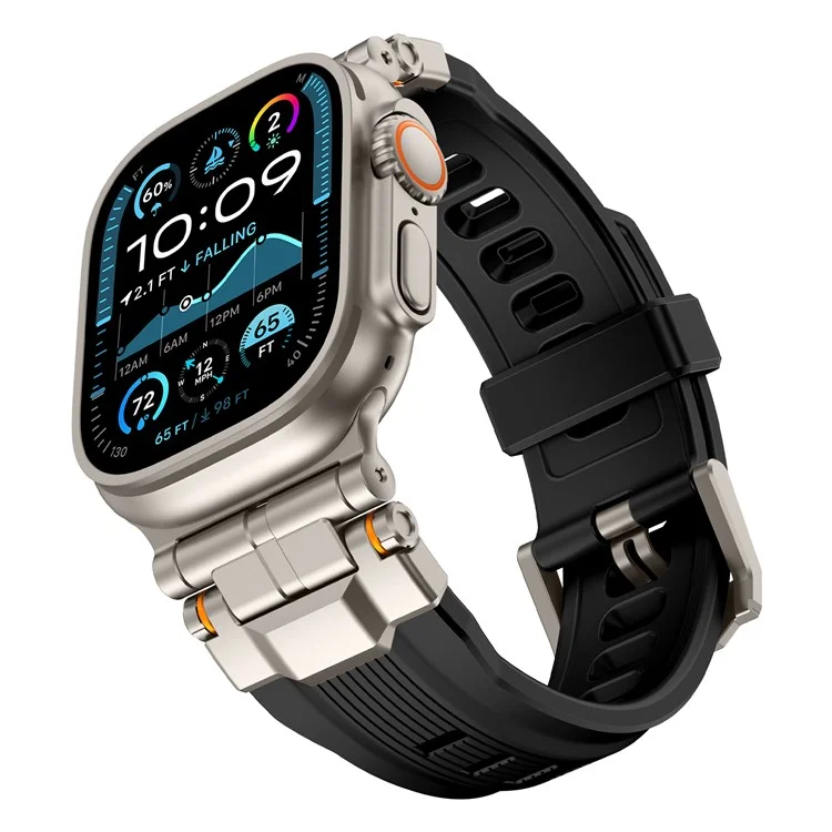 Silicone Watch Band For Apple Watch Series 10 Ultra 9 8 7 SE 6 5 4 3 2 1 46mm 49mm 45mm 44mm 42mm Wrist Strap - Titanium Black