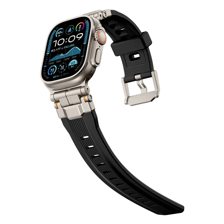 Silicone Watch Band For Apple Watch Series 10 Ultra 9 8 7 SE 6 5 4 3 2 1 46mm 49mm 45mm 44mm 42mm Wrist Strap - Titanium Black