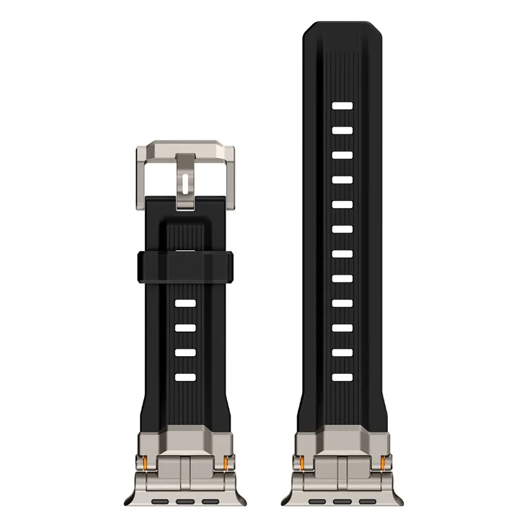 Silicone Watch Band For Apple Watch Series 10 Ultra 9 8 7 SE 6 5 4 3 2 1 46mm 49mm 45mm 44mm 42mm Wrist Strap - Titanium Black