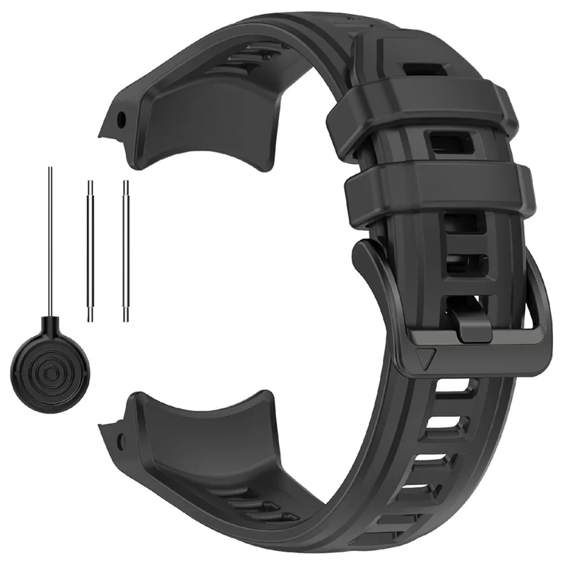 22mm Silicone Strap For Garmin Instinct 3 Solar  /  Instinct 3 AMOLED 45mm Replacement Watch Band - Black