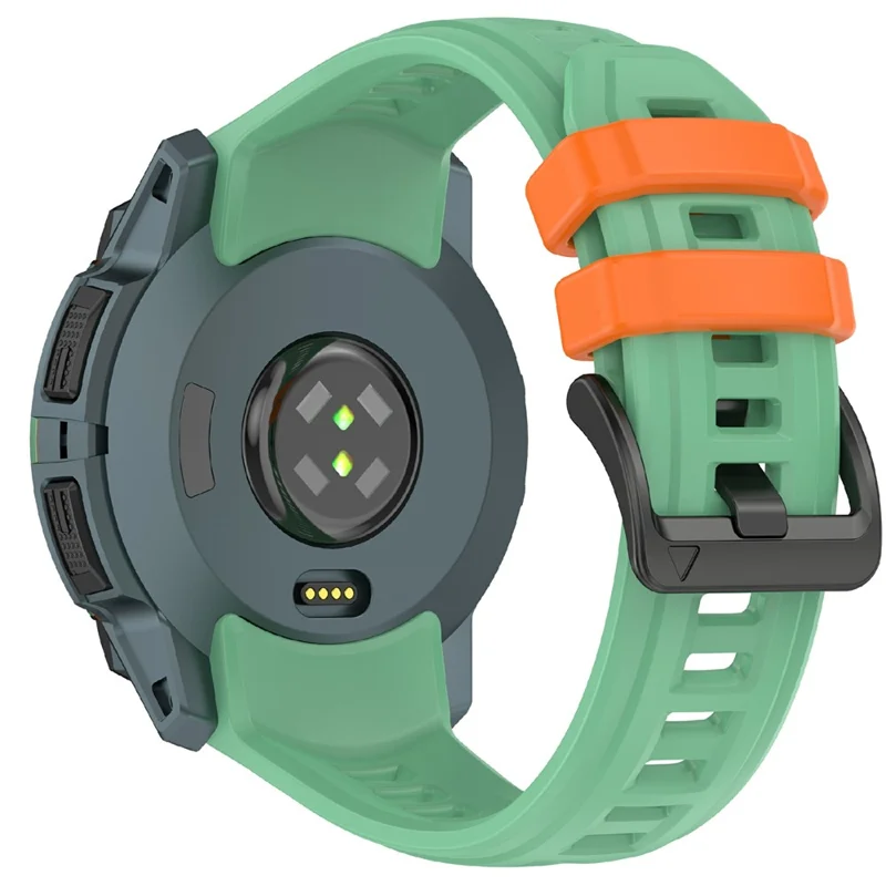 22mm Silicone Strap For Garmin Instinct 3 Solar  /  Instinct 3 AMOLED 45mm Replacement Watch Band - Rainforest Green / Orange