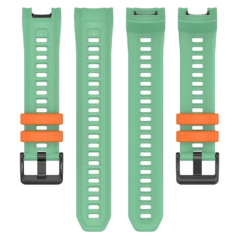 22mm Silicone Strap For Garmin Instinct 3 Solar  /  Instinct 3 AMOLED 45mm Replacement Watch Band - Rainforest Green / Orange