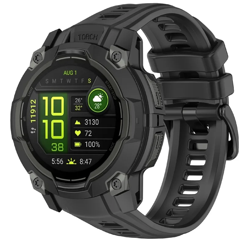 26mm Silicone Strap For Garmin Instinct 3 Solar  /  Instinct 3 AMOLED 50mm Replacement Watch Band - Black