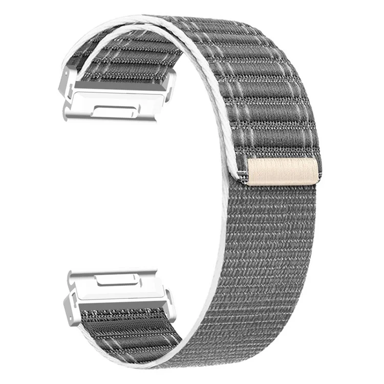 22mm Watchband For Garmin Fenix 8 (47mm)  /  7  /  6  /  5 Bands Titanium Nylon Loop Wrist Strap - Grey / White