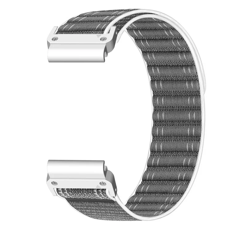 22mm Watchband For Garmin Fenix 8 (47mm)  /  7  /  6  /  5 Bands Titanium Nylon Loop Wrist Strap - Grey / White