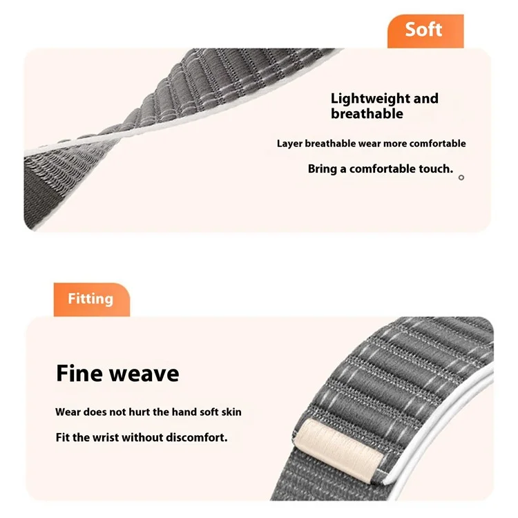 22mm Watchband For Garmin Fenix 8 (47mm)  /  7  /  6  /  5 Bands Titanium Nylon Loop Wrist Strap - Grey / White