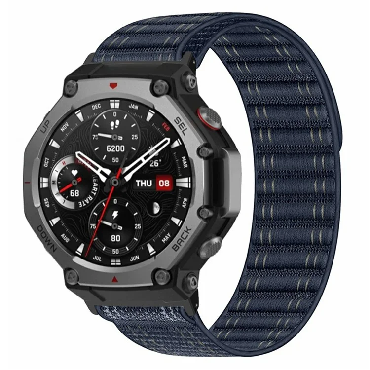 Für Huami Amazfit T-Rex 3 Nylon-Uhrenarmband mit PC-Verbinder verstellbares Armband - Dunkelblau