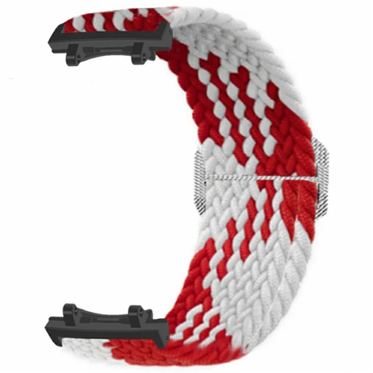 For Amazfit T-Rex 3 Bands Woven Fabric Elastic Watch Strap Replacement with PC Connector - Red / White