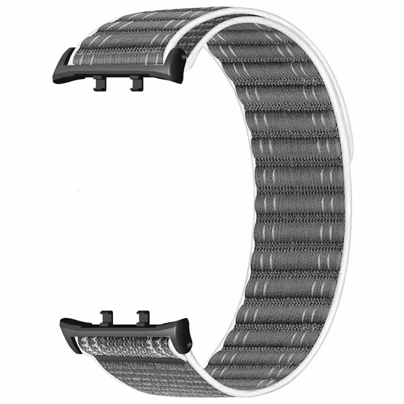 For Honor Watch 5 Bands Nylon Loop Wave Design Watch Strap with Metal Connector - Grey