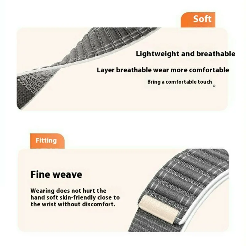 For Honor Watch 5 Bands Nylon Loop Wave Design Watch Strap with Metal Connector - Grey