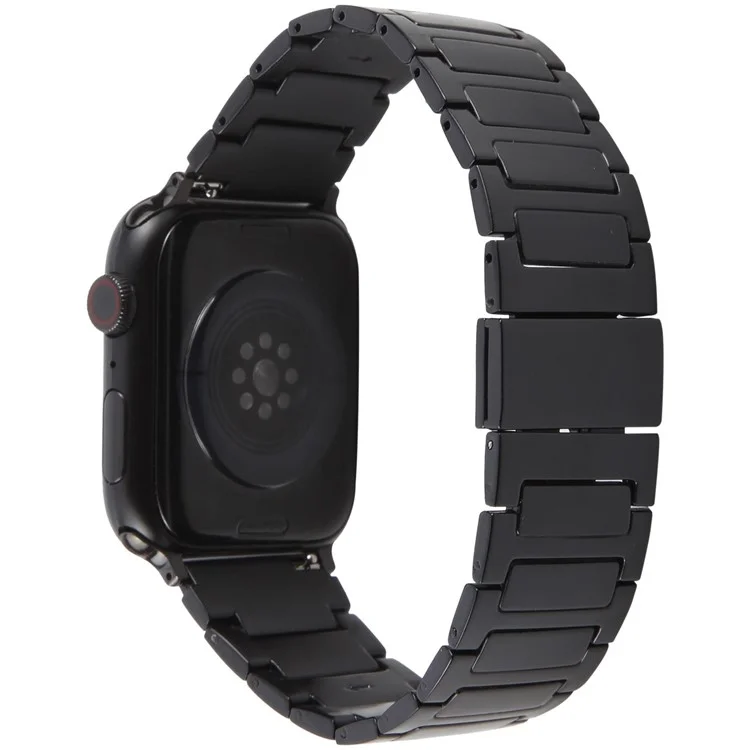 Watch Band For Apple Watch Series 10 9 8 7 SE 6 5 4 3 2 1 42mm 41mm 40mm 38mm Magnetic Foldable Buckle Metal Strap - Black