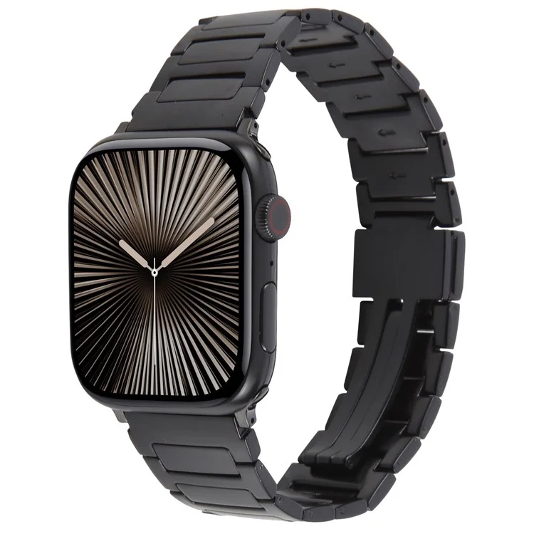 Watch Band For Apple Watch Series 10 9 8 7 SE 6 5 4 3 2 1 42mm 41mm 40mm 38mm Magnetic Foldable Buckle Metal Strap - Black