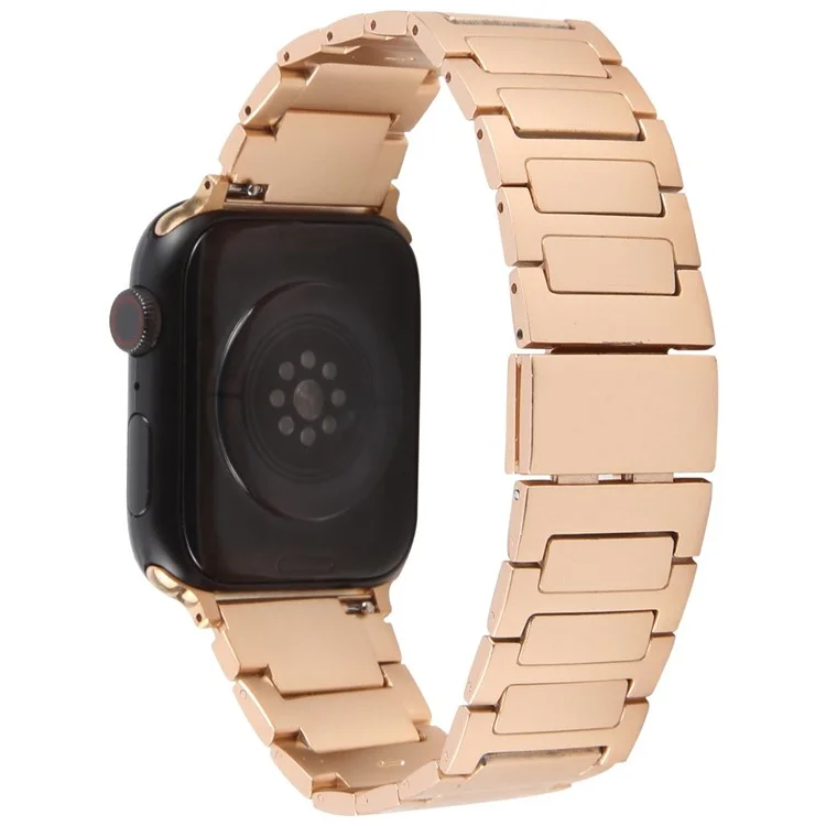 Watch Band For Apple Watch Series 10 9 8 7 SE 6 5 4 3 2 1 42mm 41mm 40mm 38mm Magnetic Foldable Buckle Metal Strap - Rose Gold