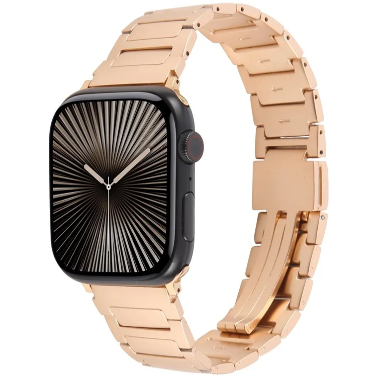 Watch Band For Apple Watch Series 10 9 8 7 SE 6 5 4 3 2 1 42mm 41mm 40mm 38mm Magnetic Foldable Buckle Metal Strap - Rose Gold