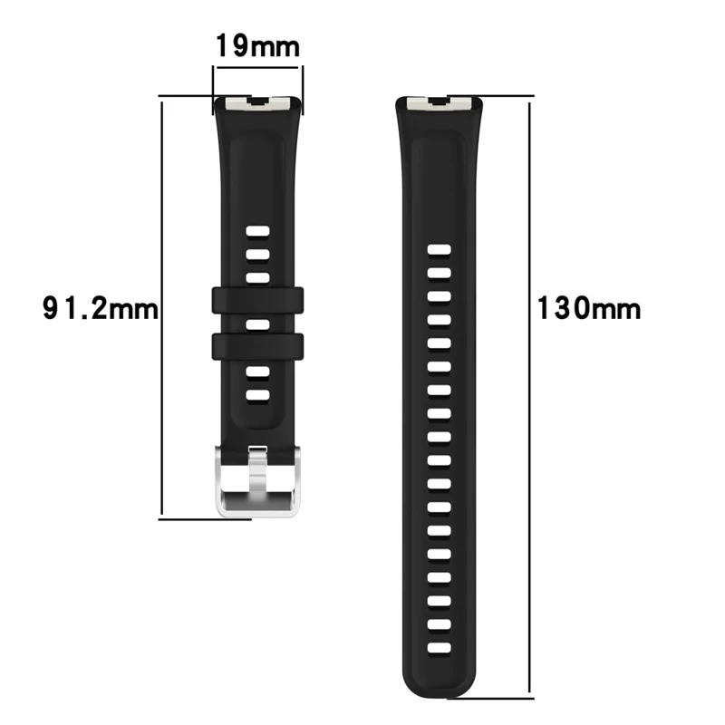 Silicone Watch Band For Huawei Band 10 NFC  /  10  /  9 NFC  /  9  /  8 NFC  /  8 High Quality Wristband Replacement Strap - Black