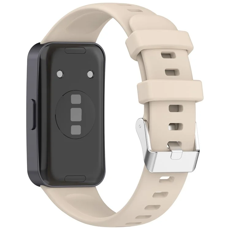 Silicone Watch Band For Huawei Band 10 NFC  /  10  /  9 NFC  /  9  /  8 NFC  /  8 High Quality Wristband Replacement Strap - Ivory White